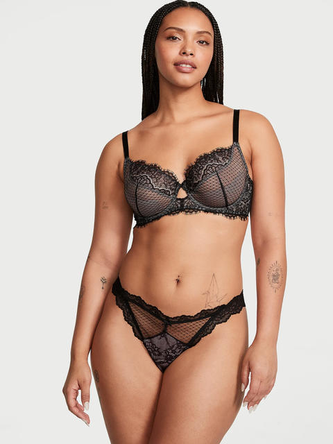Трусики Victoria's Secret Lace & Mesh Thong Panty 26750 фото