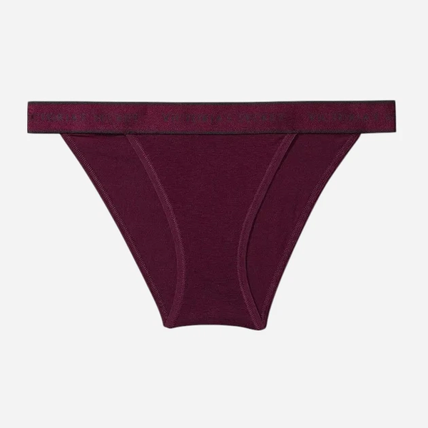 Трусики бикини женские хлопковые Victoria's Secret Logo Cotton Tanga Panty, S, бордовый 2673 фото