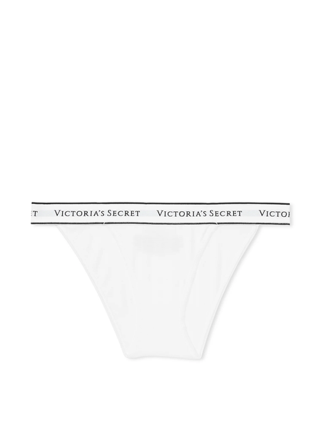 Трусики бикини женские хлопковые Victoria's Secret Logo Cotton Tanga Panty, S, белый 2673 фото