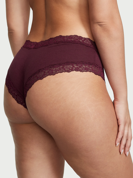 Трусики Victoria's Secret Lace-Waist Cotton Cheeky Panty хлопковые чики 26687 фото