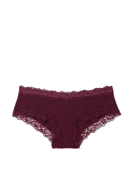 Трусики Victoria's Secret Lace-Waist Cotton Cheeky Panty хлопковые чики 26687 фото