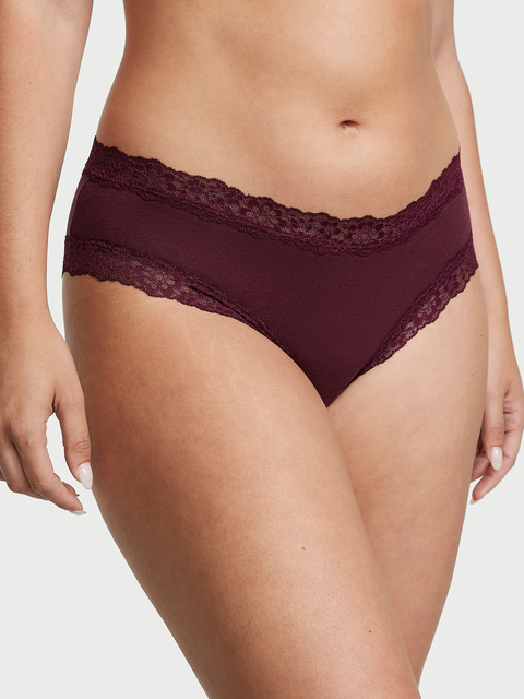 Трусики Victoria's Secret Lace-Waist Cotton Cheeky Panty хлопковые чики 26687 фото