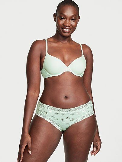 Трусики Victoria's Secret Lace-Waist Cotton Cheeky Panty хлопковые чики 26620 фото