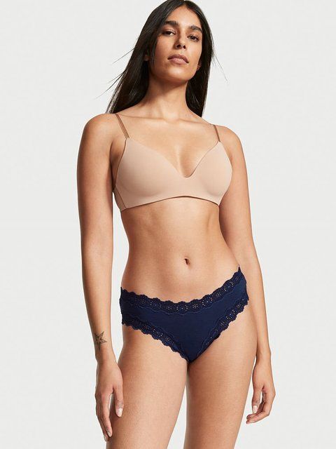 Трусики Victoria's Secret Lace-Waist Cotton Cheeky Panty хлопковые чики 26763 фото