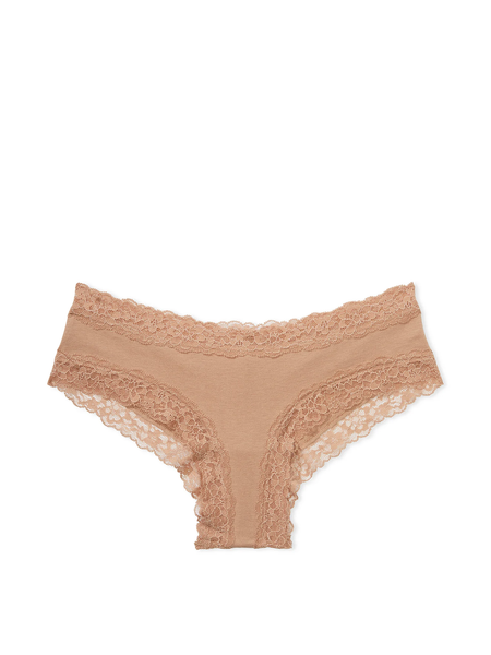 Трусики Victoria's Secret Lace-Waist Cotton Cheeky Panty хлопковые чики 26576449 фото