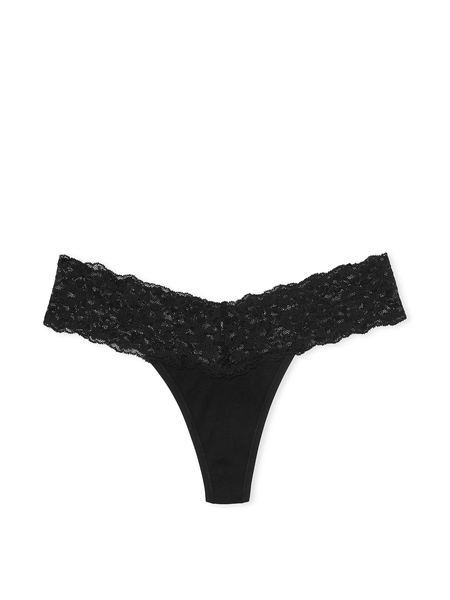 Трусики Victoria's Secret Lace-Waist Cotton Thong Panty 266489 фото