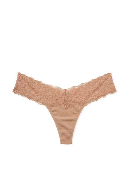 Трусики Victoria's Secret Lace-Waist Cotton Thong Panty 26648 фото