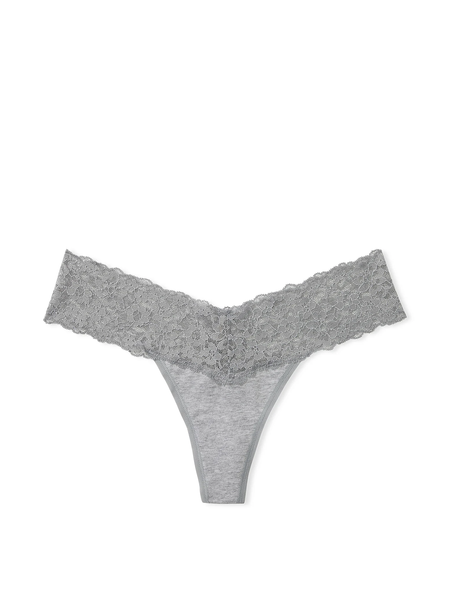 Трусики Victoria's Secret Lace-Waist Cotton Thong Panty 26648857 фото