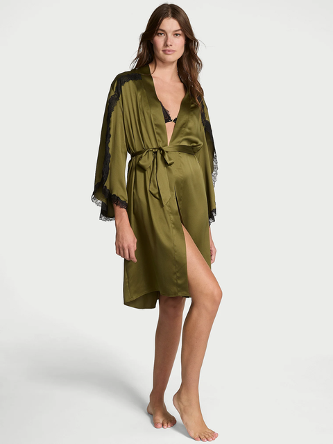 Атласный халат Victoria's Secret Luxe Robe XS\S Зеленый 2712295 фото