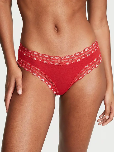 Трусики Victoria's Secret Lace-Waist Cotton Cheeky Panty хлопковые чики 26779 фото