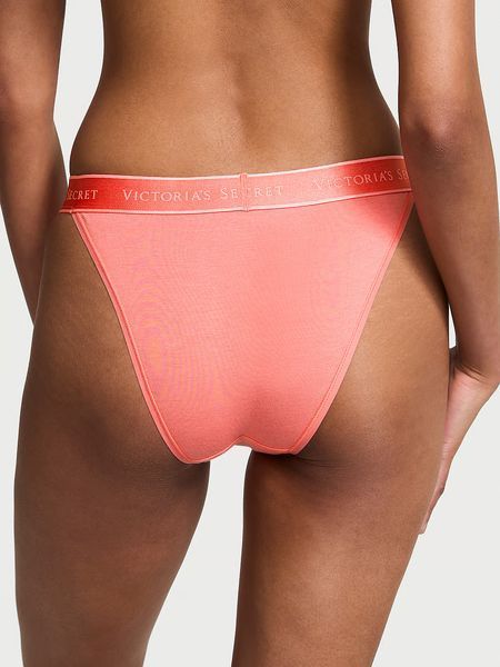 Трусики бикини женские хлопковые Victoria's Secret Logo Cotton Tanga Panty, S, оранжевый 27027 фото